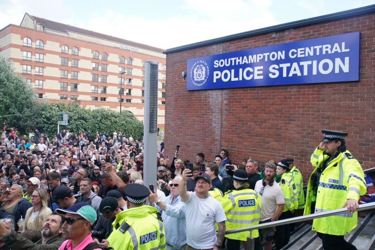 Protesters Clash With Police In Southampton Over Henry Nowak Murder